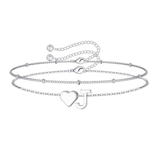 Image of M MOOHAM Easter Gifts for Kids Teens Girls - 14K-Gold-Plated Heart Initial A-Z Bracelets for Women Girl Dainty Gold Bracelets Birthday Easter Basket Stuffers Gifts for Women Teenage Girls Kids Teens