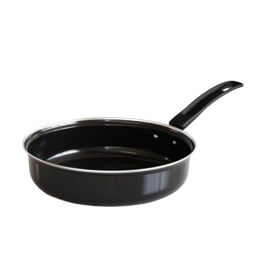 Image of The Earth Store Ecoluxe Frypan - 34 x 21 CM Enamel-Ceramic Coated Iron Frypan | Durable Cooking Pan for Frying, Sauteing & Everyday Cooking | Black
