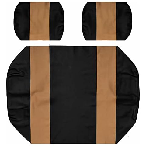 Golf Ball Divers Club Car Pre-2000 DS Golf Cart Front Replacement Seat Cover Set Made with Marine Grade Vinyl - Staple On Installation (Tan & Black) Cover