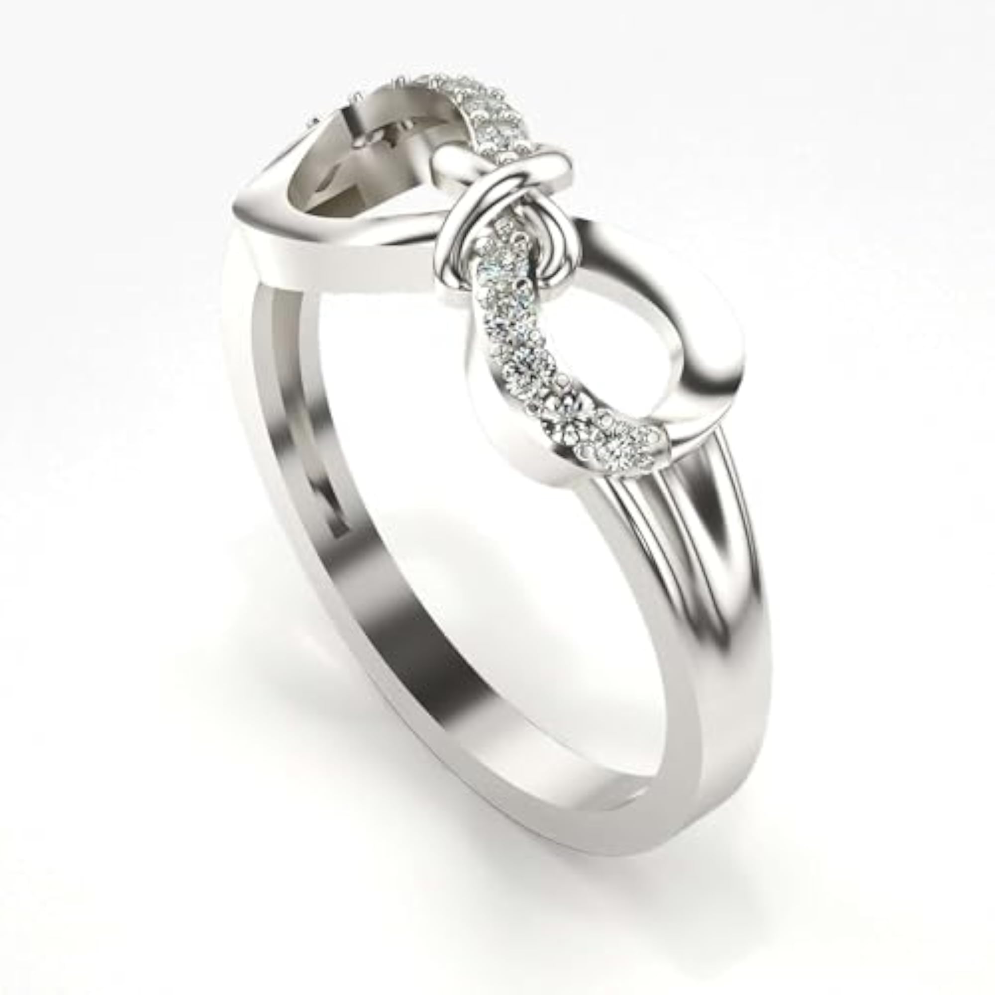 Women's Stylish Sterling Silver & Certified Lab Grown Diamond Ring, 0.10cts