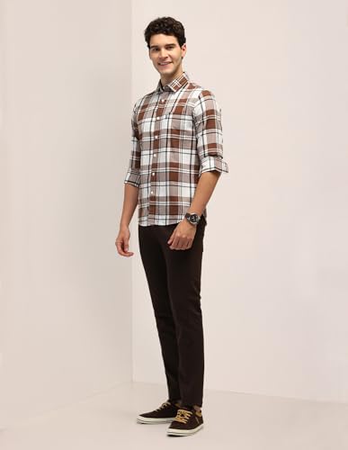 Image of U.S. Polo ASSN. Checked Tailored Fit Shirt for Men - 100% Cotton, Breathable & Comfortable, Full Sleeves Casual Shirt for Men