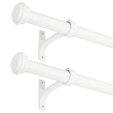 2 Pack Curtain Rods,1 Inch Curtain rods for Windows 28 to 48 Inches, Hanging Curtain Rod & Wall Moun
