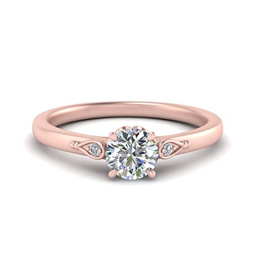 Bague feuille délicate trois pierres or rose bague de fiançailles rond