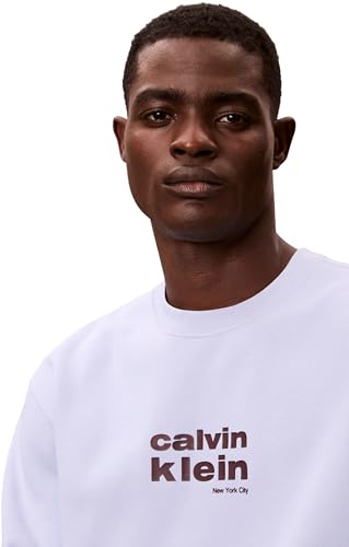 Calvin Klein Men's LS 350FLEECE RETRO GRAPHIC CREWN LV04LE250G, PURPLE, XL