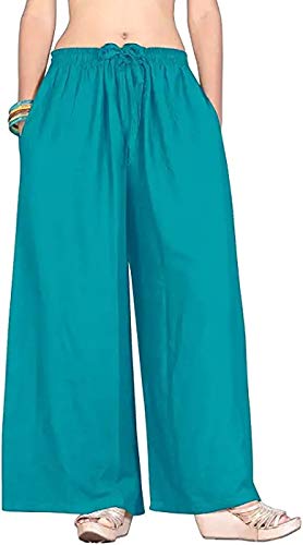 SKYCAP Regular Fit Comfortable Plain Casual Palazzo for Girl and Women SEA Green
