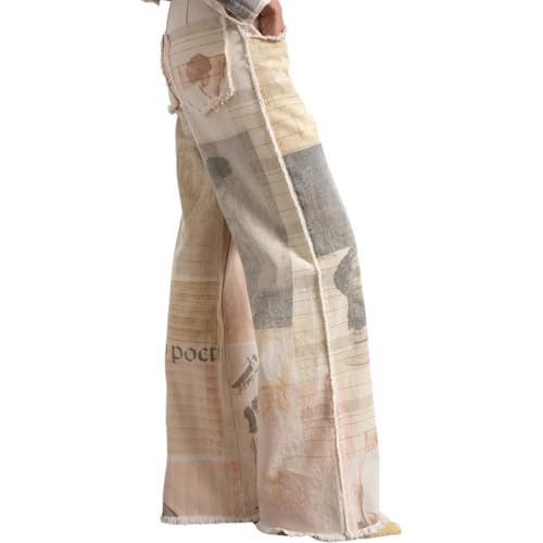 Wide Leg Jeans for Women Trendy High Waisted Colorblock Print Straight Denim Pants Y2k Streetwear2