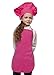 Hot Pink Kids Apron with Chef Hat, Poly/Cotton Twill Fabric Extra Large