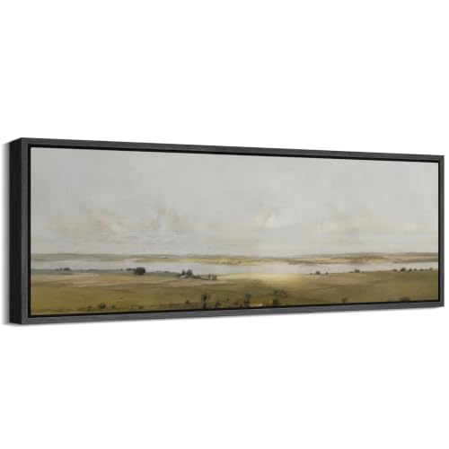 Image of MUDECOR Large Framed Canvas Print Wall Art Country Lake for Living Room