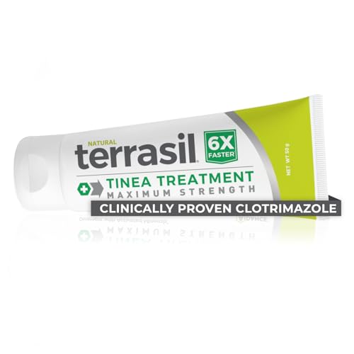 terrasil Tinea Versicolor Treatment Cream Max Strength, Antifungal Tinea Cream, Clinically Proven 1% Clotrimazole, Treats Most Ringworm & Fungal Infections, Soothing Relief of Itchy Dry Skin (1.7oz)