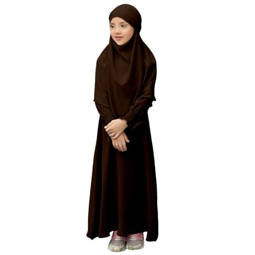 Muslim Clothes for Girls Toddler Kids Abaya Long Sleeve Dress Cotton Full Cover Hijab Islamic Kaftan Prayer Dresses