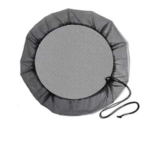 FUANA Red de cubo de lluvia con cordón de cordón, cubierta de malla fina para barriles de lluvia, 60/80/85/90/95/100 cm, tapa de almacenamiento de agua de polietileno negro para evitar escombros y