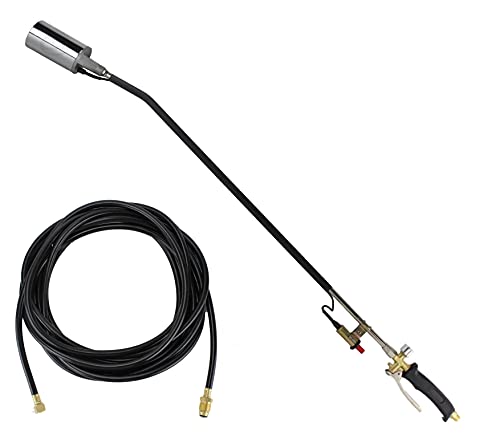 CSE Push-Start Propane Weed Torch High Output Wood Ice Snow Roofing Road (30 Foot Hose 36" Regular Torch)