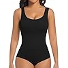 ONEW Shapewear Damen Body Shaper Bauchweg Miederbody Figurformende Tank Top Taillentrainer Sculpting Bodysuit, Schwarz 2XL