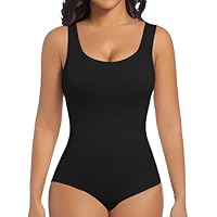 ONEW Shapewear Damen Body Shaper Bauchweg Miederbody Figurformende Tank Top Taillentrainer Sculpting Bodysuit, Schwarz, 2XL