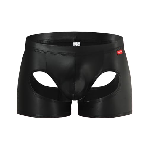 Shiny Fashion Boxer Cut Out Underwear Briefs for Men Stretch Nightclub Men's Underwear