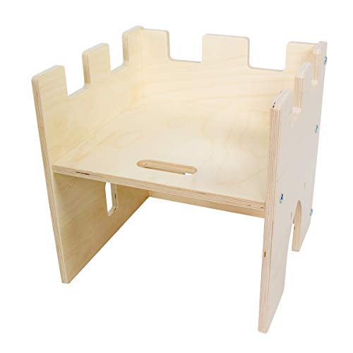 Ehring Markenmöbel Kinder Wendehocker, Premium Natur, Stuhl, Tisch, Hocker, Ritterburg Lukas – Bild 3