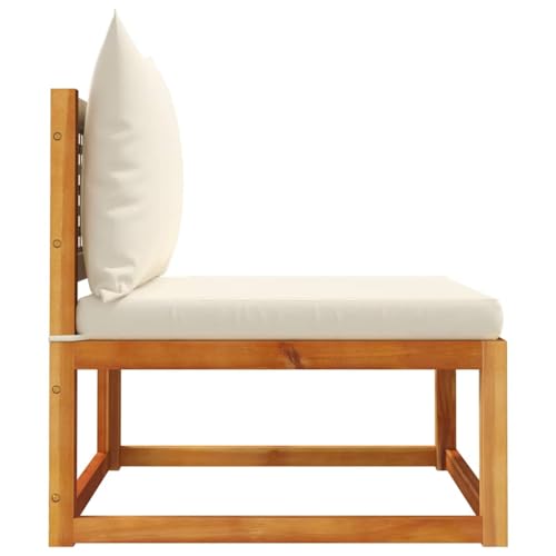 Sofá de jardín para zonas pequeñas con madera de acacia y cojín crema cómodo 6