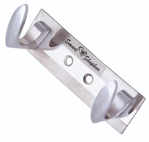 Image of Smart Shophar Heavy Duty Metal Fitting Trums Wall Hook 2 Legs Silver, / Modern Design Hook Hanger for Hanging Keys, Cup, Coat, Hat, Kitchens Towel in Bathroom and Office