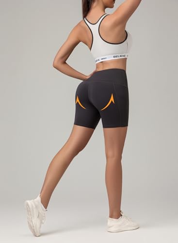2 Packs Yoga Shorts for Women with Pockets, Spandex 5" Biker Shorts Workout Running Gym Cycling Volleyball - Image 3
