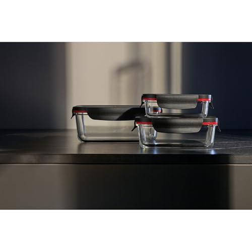 Foto von Silit Storio Vorratsdose Set 3-teilig, Glasbehälter mit Deckel luftdicht, Frischhaltedosen, spülmaschinengeeignet, mikrowellengeeignet, backofengeeignet ohne Deckel