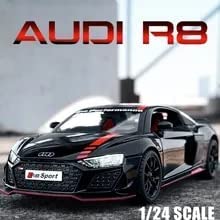 Image of Metal Pull Back Diecast Car 1:24 Big Audi R8 V10 Sport Pull Back Car Model with Sound Light Boys Gifts Toys for Kids【Pack of 1】,multicolor