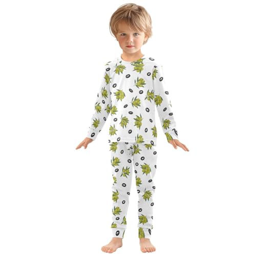 Pajama Sets Long Sleeve Olive Branches Fresh Fruit Soft Comfy Sleepwear 2 Piece PJS 3-8T2