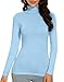Women's Light Blue Turtleneck Basic Layer Shirts Long Sleeve Thermal Ski Tops Winter Fall (Light Blue XS)