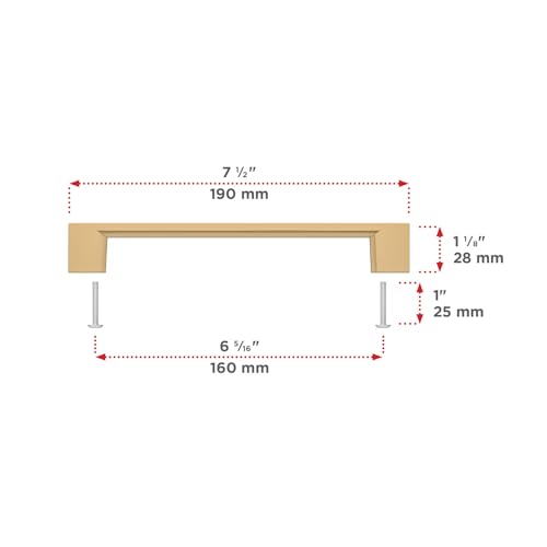Image of Richelieu Hardware BP8160160CHBRZ Armadale Collection 6 5 /16-inch (160 mm) Center-to-Center Champagne Bronze Modern Rectangular Cabinet and Drawer Pull Handle for Kitchen, Bathroom, and Furniture