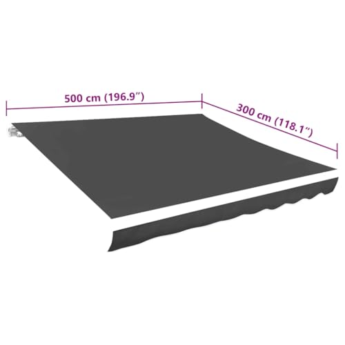 Toile d'auvent anthracite 5x3 m en polyester résistant aux UV Mangloder - 5