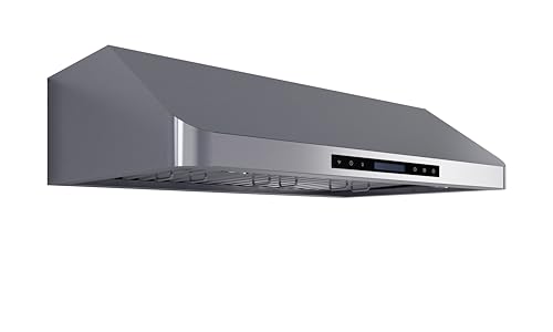 PROLINE 36-Inch Under Cabinet Range Hood, Ducted, 600 CFM, Stainless Steel, LED Lights, Touch Control, Blower Motor, 4 Speed, 3-Year Warranty, PLSW 115.36