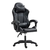 Panana Heavy Duty Gaming Reclining Racing Chair PU Leather Swivel PC Game Desk Chair (Black)