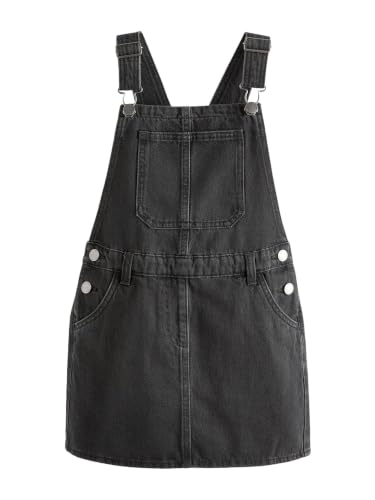 NEXT Mädchen Standard Trägerkleid aus Denim Schwarz 134