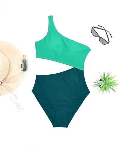 Image of Women's One Piece Swimsuit- One Shoulder Cutout Tummy Control Bathing Suit