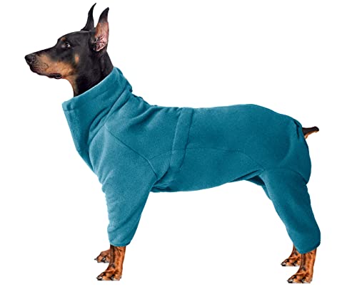 Cosy Fleece Coat for Dogs Full body Jacket with four leg, adjustable jumpsuit with zipper closure