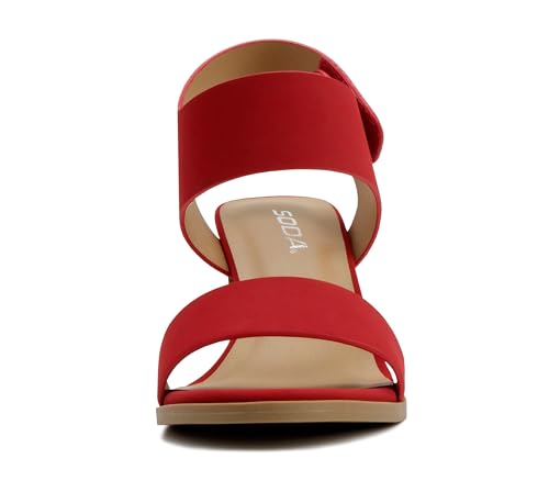 Image of Soda Wait-A ~ Women Open Round Toe Chunky Heel Ankle Strap High Heel Dress Sandals