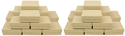 Emartbuy Set of 24 Brown Cardboard Jewellery Pendant Boxes, Ring Boxes, Gift Box for Anniversaries, Weddings, Birthdays Size - 9 cm x 7 cm x 2.5 cm