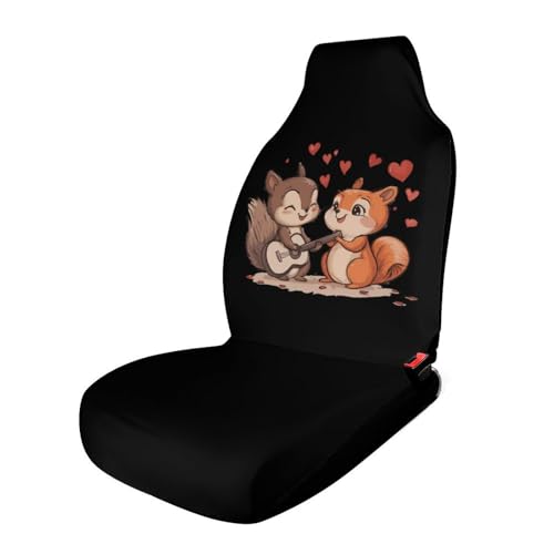 Squirrel Playing Guitar Car Seat Covers Universal Car Front Seats Protector Auto Interior Accessories 1PCS