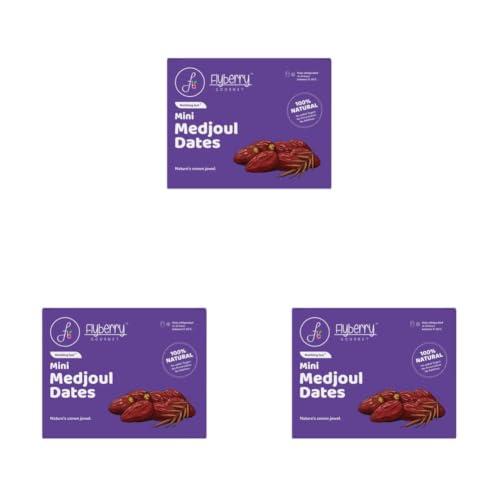 Image of Flyberry Gourmet Mini Medjoul /Medjool Dates (Khajoor /Khajur) 1kg | 100% Natural | Rich in Calcium, Iron and Potassium | Instant Energy (Pack of 3)