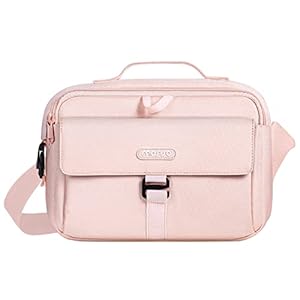 MOSISO Camera Shoulder Bag Case Crossbody Sling Purse, DSLR/SLR/Mirrorless Compact Padded Photography Handbag with Rain Cover Compatible with Canon/Nikon/Sony Cameras and Lenses, Pink