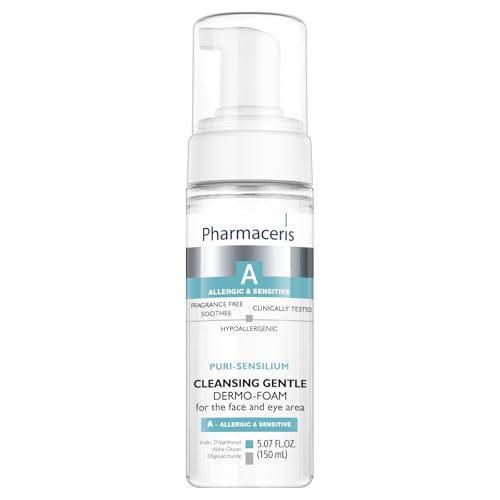 Pharmaceris Gentle Cleansing Foam – Foaming Face Wash for Sensitive & Dry Skin, Removes Makeup & SPF, Hydrating & Soothing Hypoallergenic Cleanser, PURI-SENSILIUM, 5.07 fl oz