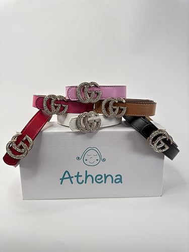 Girl's Stylish PU Leather Belt with Crystal-Studded Buckle4