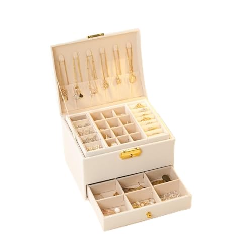Caja de Almacenamiento de Joyas Caja de joyería con cierre multicapa, cajón portátil, organizador de joyas, organizador de joyas de anillos y pendientes con divisores extraíbles Pendientes de Mujer Ni