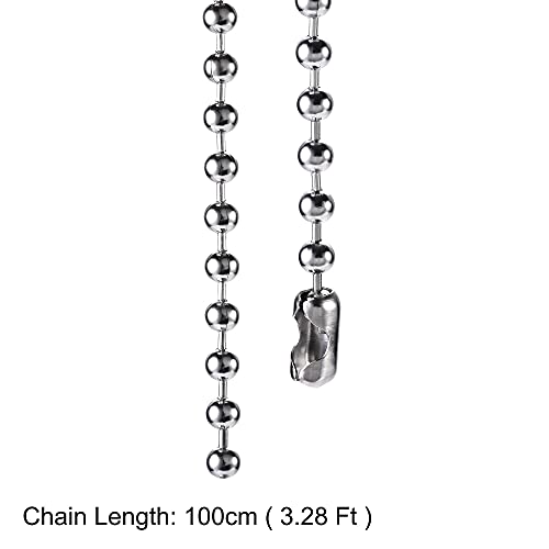 Image of uxcell Pull Chain Extension 3.28 Ft Stainless Steel 6mm Beaded for Light Fan