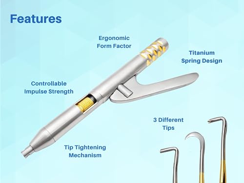 ARTMAN Instruments Dental Automatic Crown Remover – Spring Loaded Gun Type with 3 Replacement Tips & Adjusting Wrench – Titanium Spring for Durable & Controlled Impulse Strength