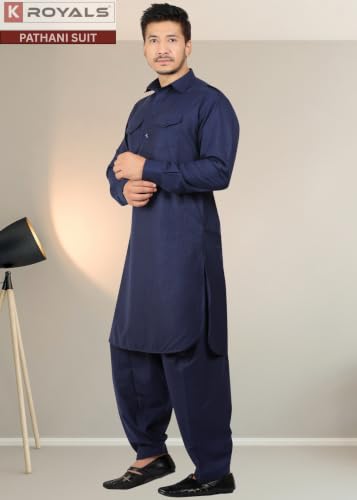 Image of K-ROYALS Full Pathani Suit for Mens /Cotton Blend Pathani kurta payjama set for mens