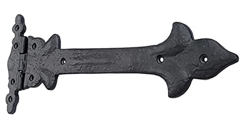 Image of Adonai Hardware Adonijah Antique Cast Iron Strap T Hinge (12 inch X 2 Pack, Matte Black) for Barn Doors, Gates, Shutters, Garages, Wooden Box, Fences, Sheds, Furniture, Chest and Trunks