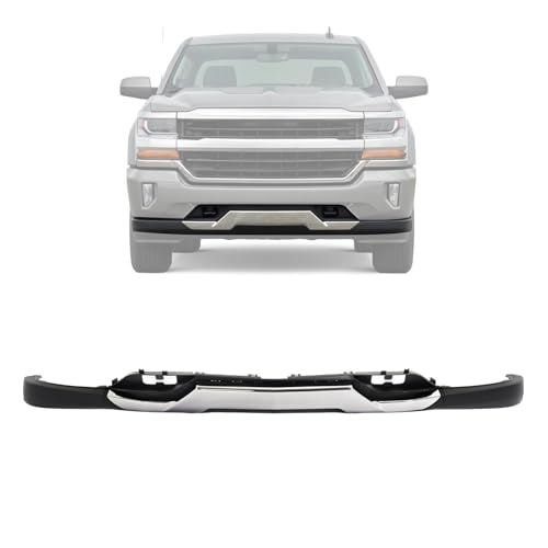 KUAFU Front Lower Bumper Valance+Skid Plate Compatible with 2016-2018 Chevy Chevrolet Silverado 1500 2019 Slverado 1500 LD w/Z71 Package Replace for 84029815 23243087 Plastic Black+Silvery 3Pcs