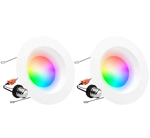 Hyperikon Smart LED Recessed Lighting 6 Inch 14W, Color Changing WiFi Downlight, Ceiling Lights Dimmable, Alexa Google Assistant Compatible, No Hub, ETL, 2 Pack
