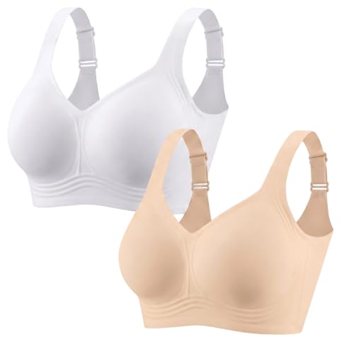 Image of PoseFree Jelly Bras for Women No Underwire, Supportive Wireless Comfort Bra, Full Coverage Back Smoothing Bra