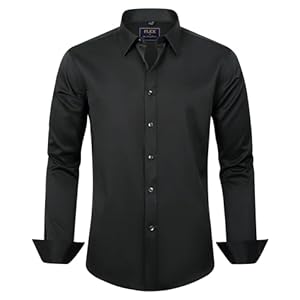 J.VER Camisas de vestir de manga larga para niño, camisa elástica sin arrugas, camisas casuales con botones para niños, uniforme escolar